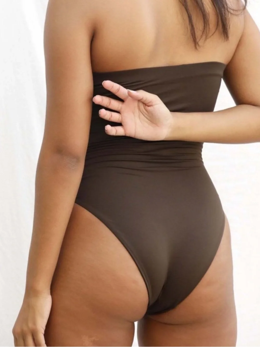 Free People x Toast signature tube one piece swimsuit size large dark brown